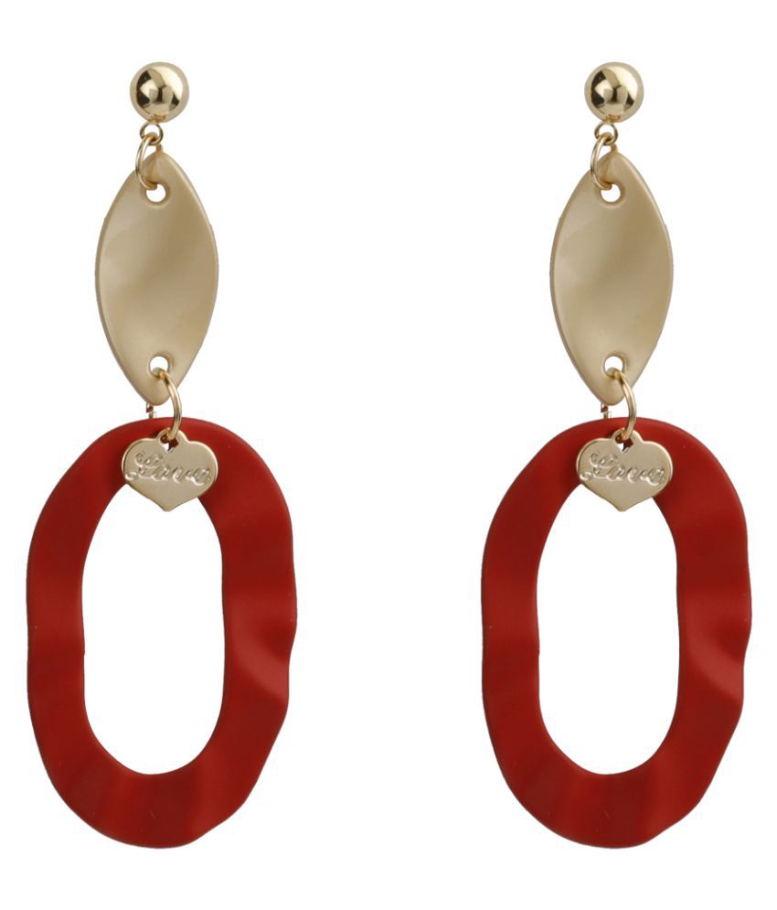     			SILVER SHINE  Attractive Red Latest Design Collection Drop Earrring For Girls And Women