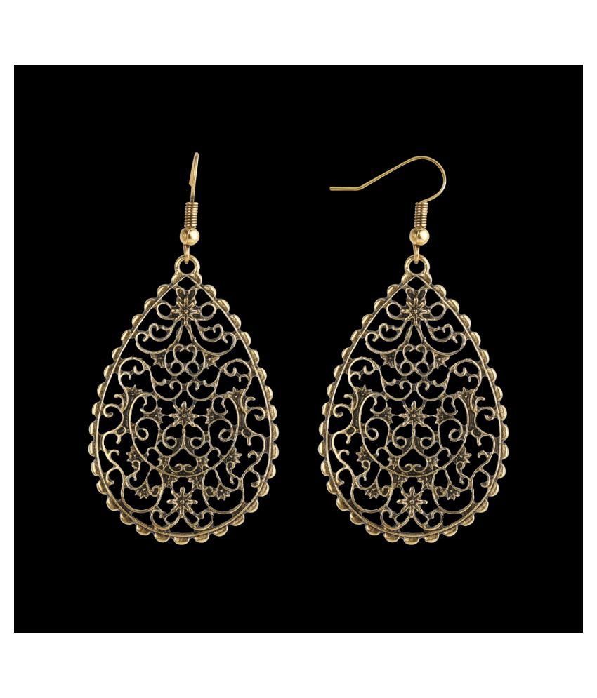     			SILVER SHINE  Lavish Golden Mughal Jali Work Earrings for Women