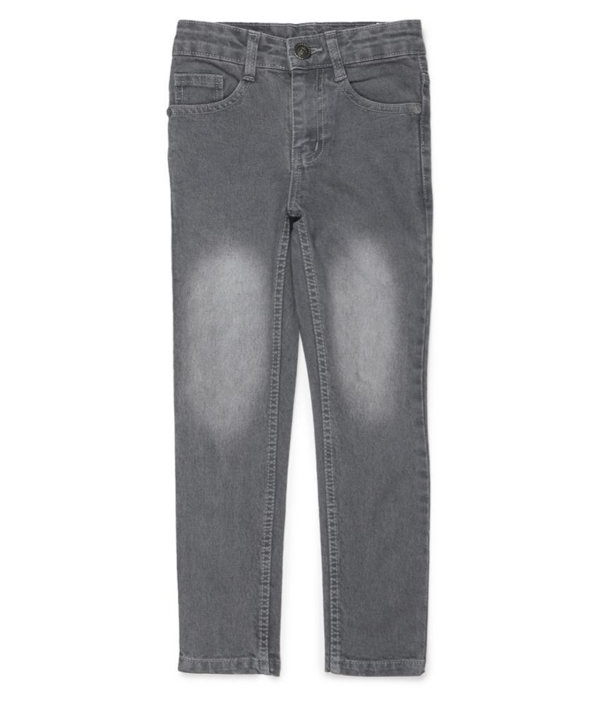     			Urbano Juniors Boy's Light Grey Slim Fit Washed Denim Jeans Stretch