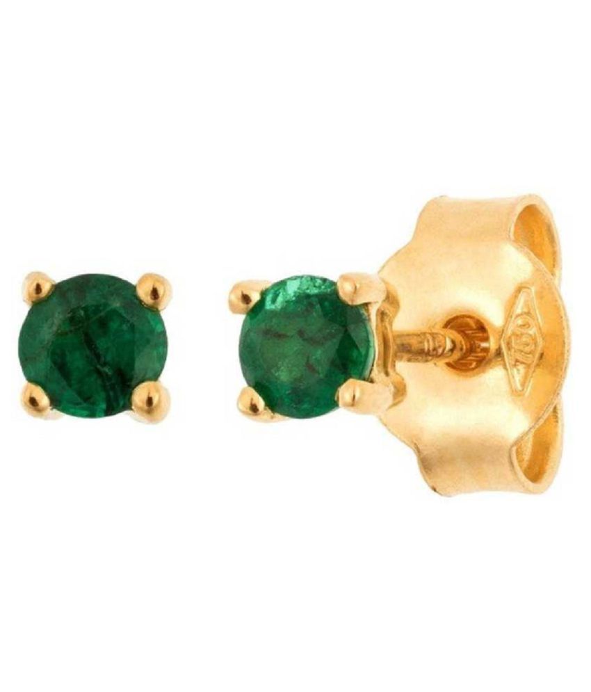 Emerald Stud Gold Plated Earrings for Women & Girls, Green by RATAN