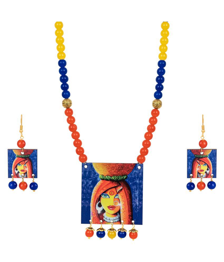     			JFL - Jewellery For Less Copper Multi Color Opera Contemporary/Fashion Necklaces Set