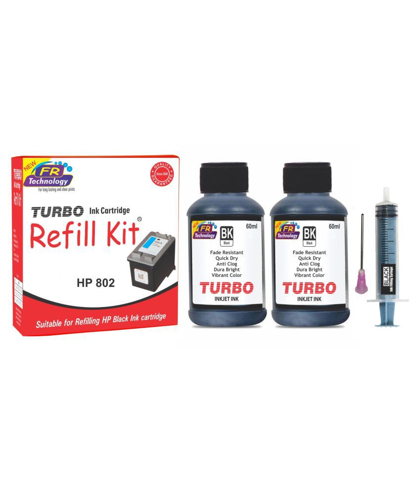 TURBO Refill Kit Black Two bottles Refill Kit for hp 802