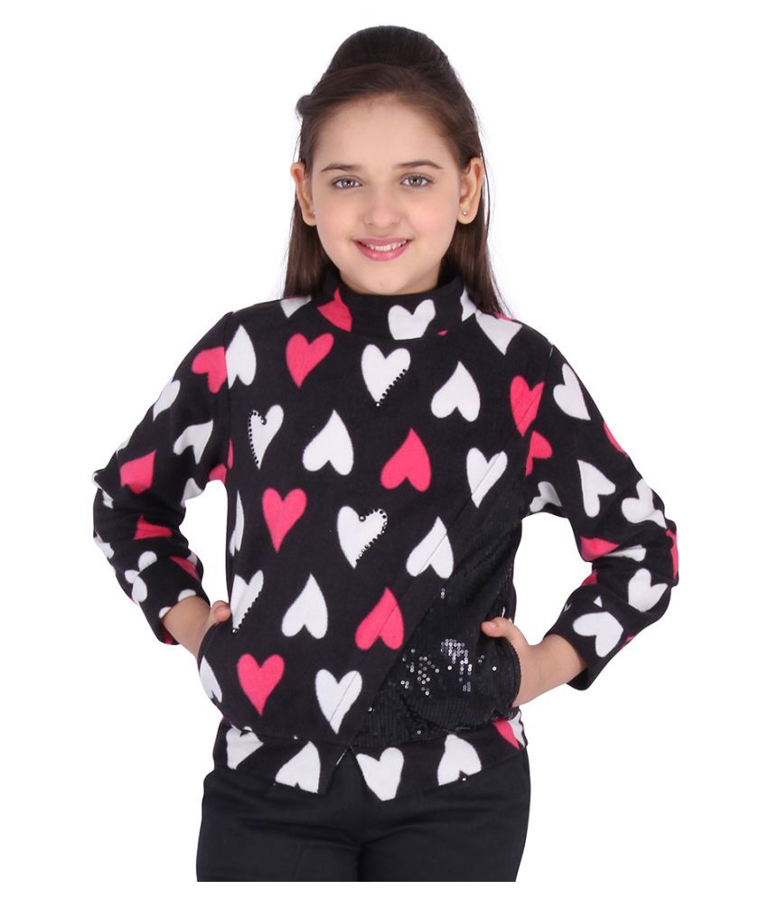     			Partywear Winter Heart Printed Full Sleeves Sweatshirt