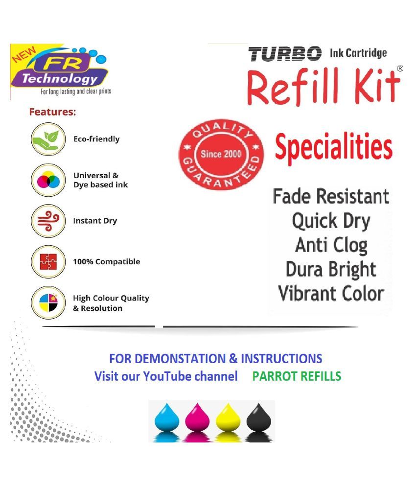 TURBO Refill Kit Black Two bottles Refill Kit for HP 678 CARTRIDGE