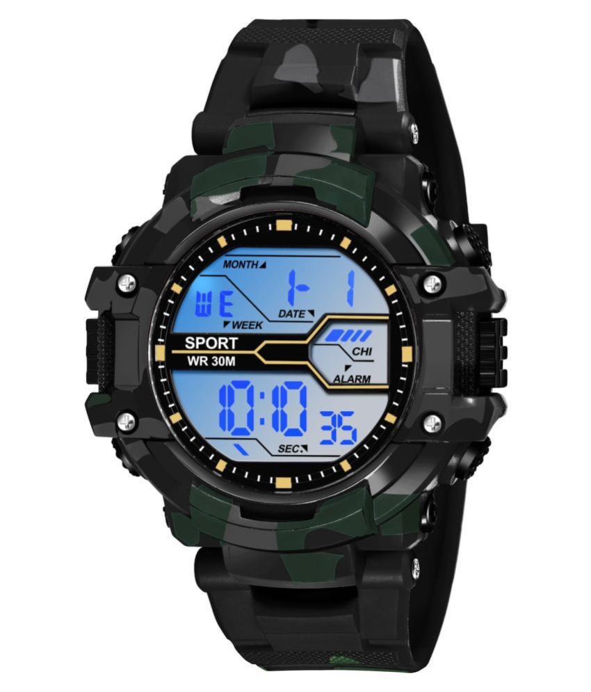 KJ Black Army Silicon Digital Men's Watch - Buy KJ Black Army Silicon ...