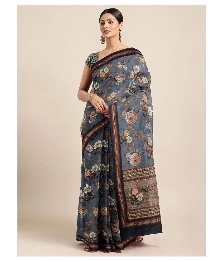     			Aarrah Grey Art Silk Saree