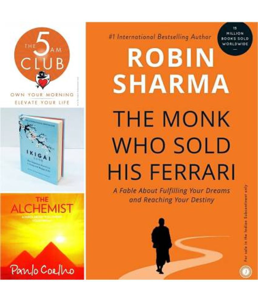     			Combo Book Fiction : The Monk Who Sold His Ferrari + IKIGAI + The 5 AM Club + The Alchemist | Set Of Four Books (Paperback, Robin Sharma, Garcia Hector, Panlo Coelho)
