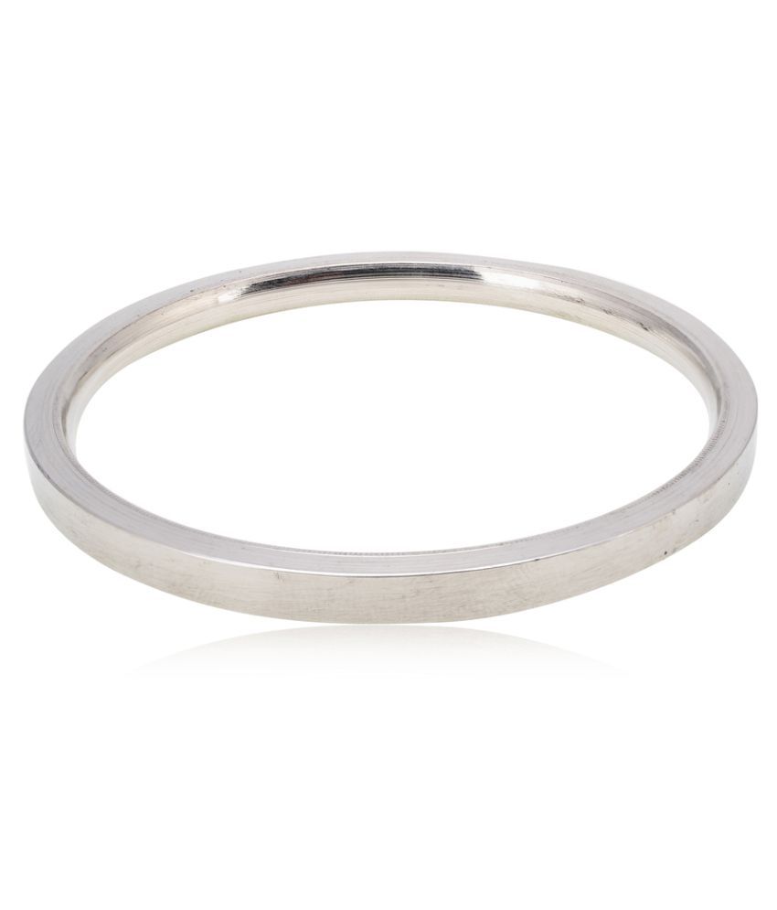     			KESAR ZEMS White Stainless Steel Kada Bracelet for Men -B (Size:2.5 Inch)