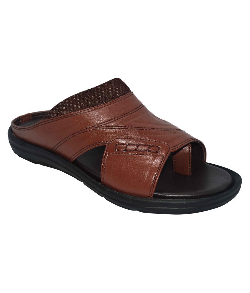    			Ajanta - Brown Men's Leather Slipper