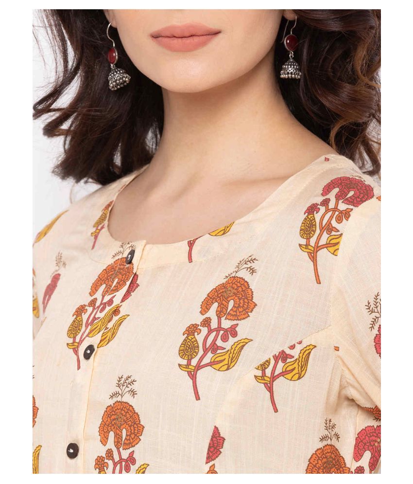 Zola Beige Cotton Straight Kurti Buy Zola Beige Cotton Straight Kurti