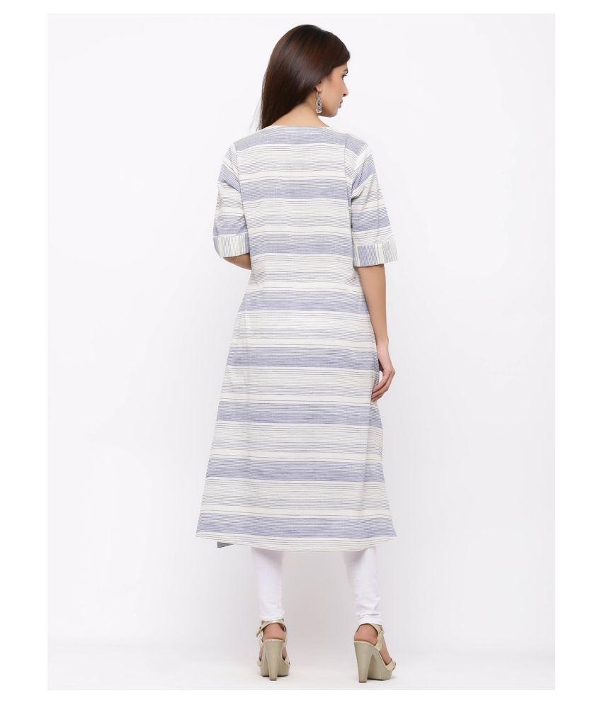 Zola Blue Cotton Aline Kurti Buy Zola Blue Cotton Aline Kurti