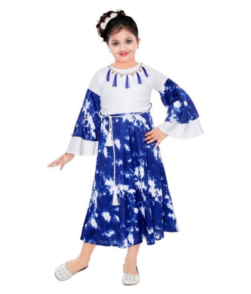 KAARIGARI Girls Maxi/Full Length Party Dress Blue, Fashion Sleeve