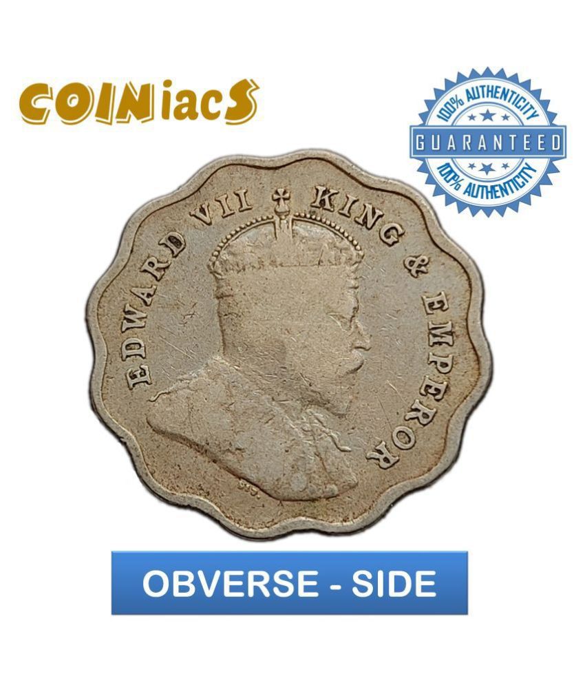     			Scarce 1 Anna Edward VII King And Emperor (1906-1910) Nickel Coin, British India Uniform Coinage, Only Coin in which Edward VII effigy is wearing a Crown✧ Very Fine Collectible Grade, 100% Authenticity Assurance - COINIACS