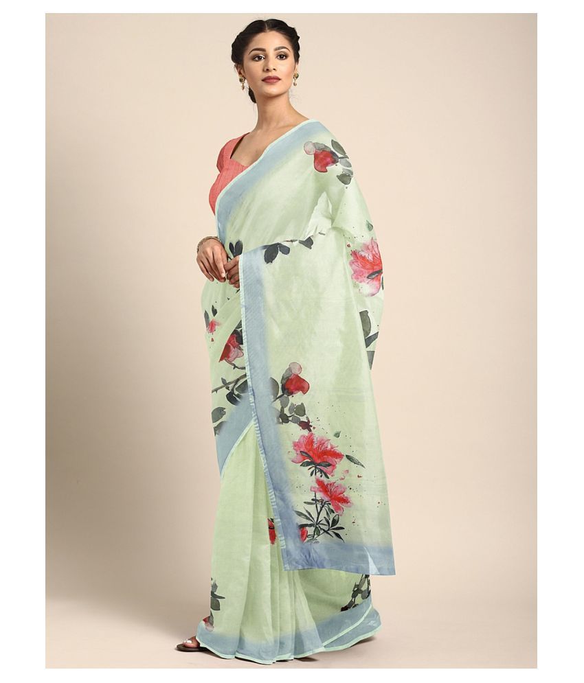     			Aarrah Green Organza Saree