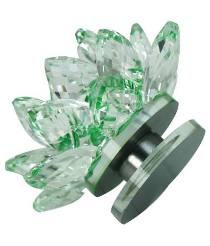     			KESAR ZEMS Crystal Lotus Revolving Flower With Stand Showpiece For Home Decor (10 cm x 10 cm x 6 cm, Green)