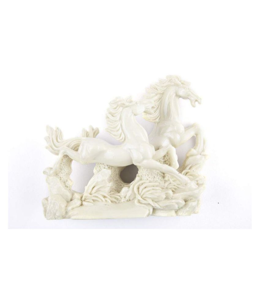     			Vastu/Feng Shui 2 / Two Running Horses Statues Victory Success Strength Confidence Good Luck Fame Reputation Showpiece Gifting Diwali Anniversary Birthday Home/Office Decoration (White)