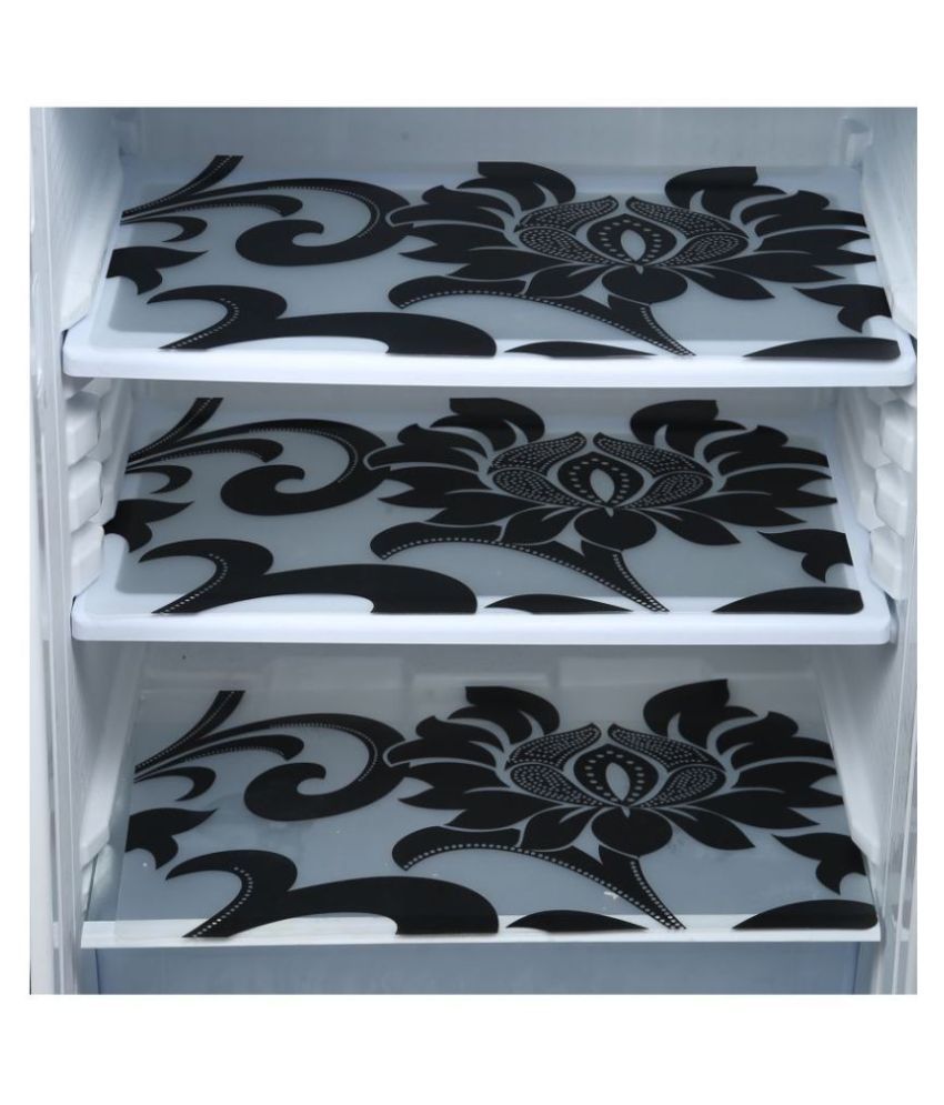     			Set of 3 PVC Black Fridge Mats