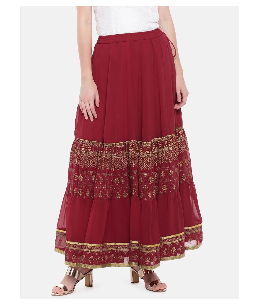 Globus Polyester A-Line Skirt - Maroon