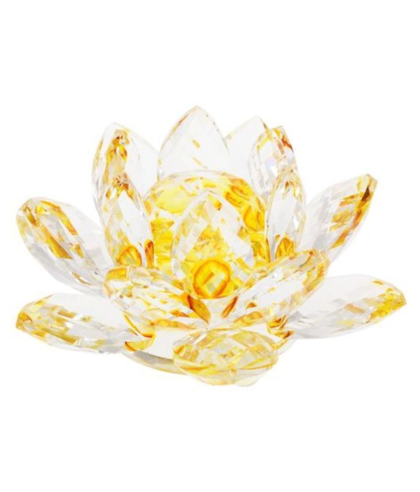     			KESAR ZEMS Crystal Lotus Flower Showpiece For Home Decor (10 cm x 10 cm x 6 cm, Yellow)