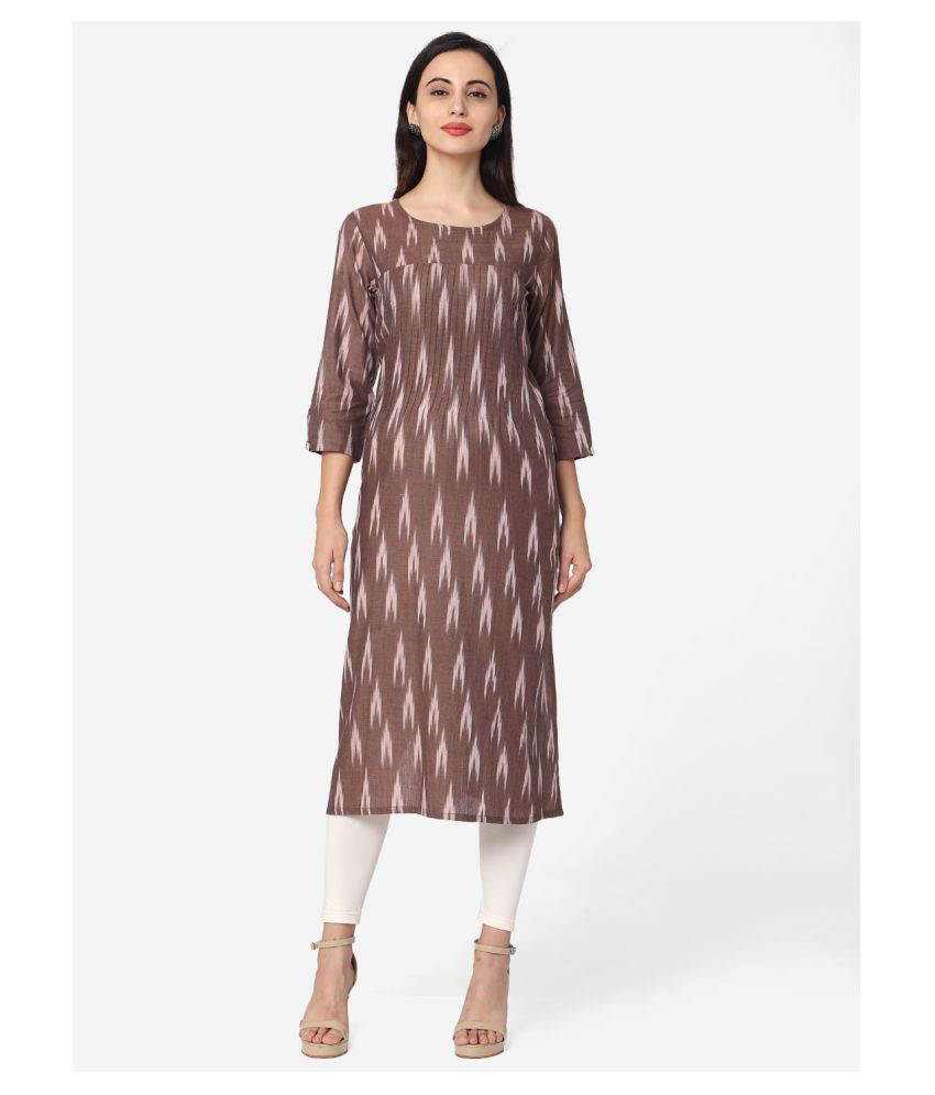     			Aarrah Brown Cotton Straight Kurti