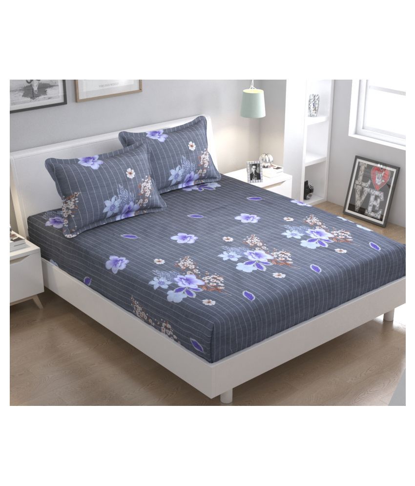 Sheen Decor Poly Cotton Double Bedsheet with 2 Pillow Covers ( 230 cm x