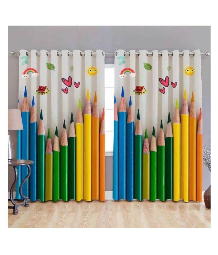     			Koli trading co Set of 2 Window Semi-Transparent Eyelet Polyester Curtains Multi Color