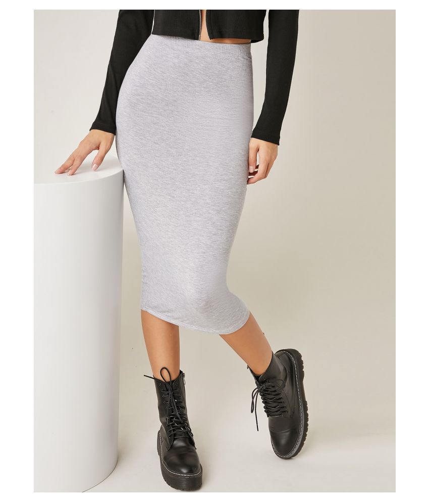     			kotty Cotton Lycra Pencil Skirt - Grey