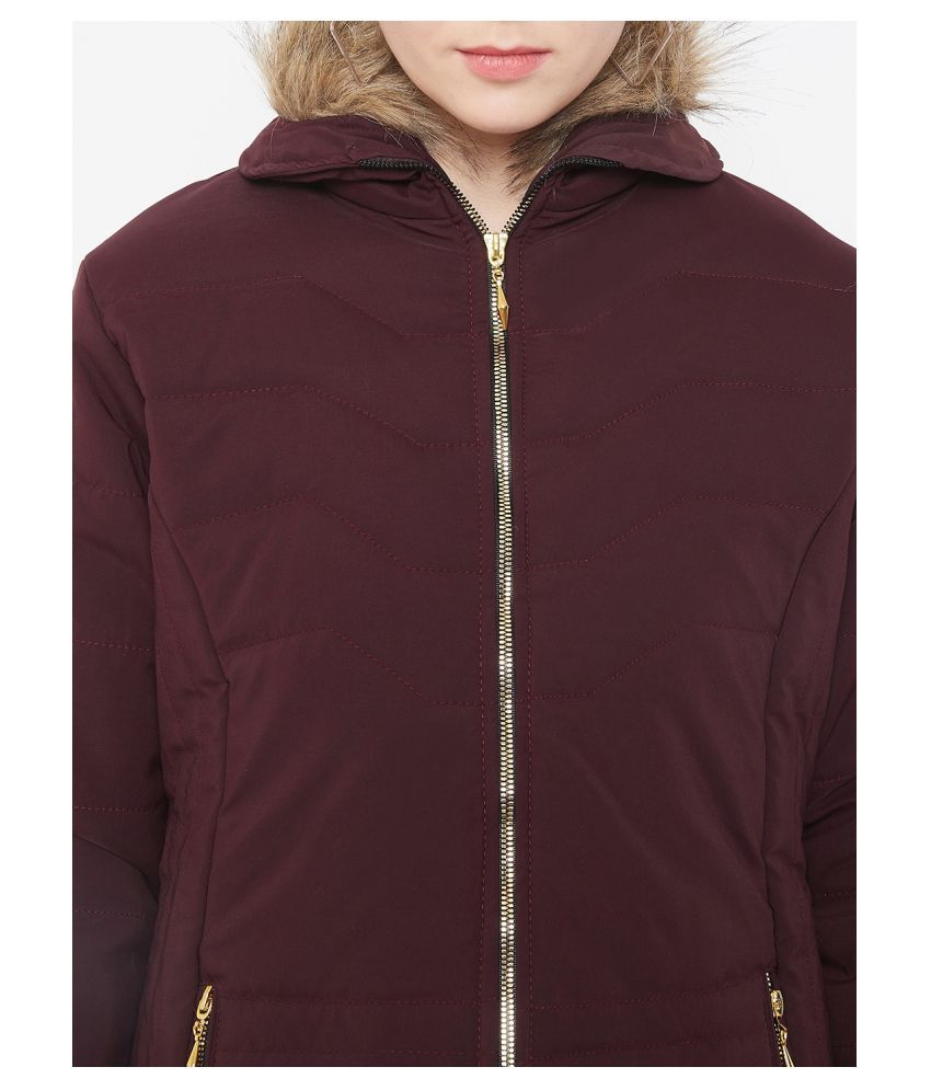 maroon parka jacket