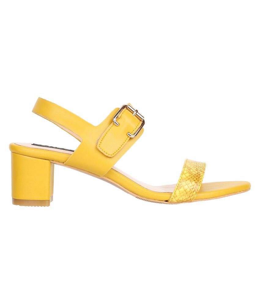 sherrif shoes Yellow Block Heels Price in India- Buy sherrif shoes Yellow Block Heels Online at 