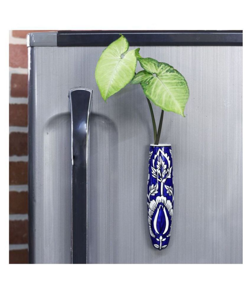     			Lazy Gardener Magnetic HydroponicVase Navy Blue &white Ceramic Fridge Magnet - Pack of 1