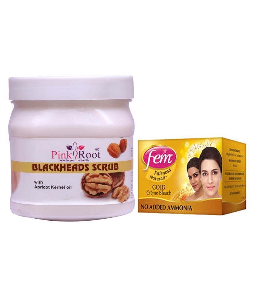 Pink Root Blackheads Scrub 500gm with Fem Gold Bleach Day Cream 50 gm