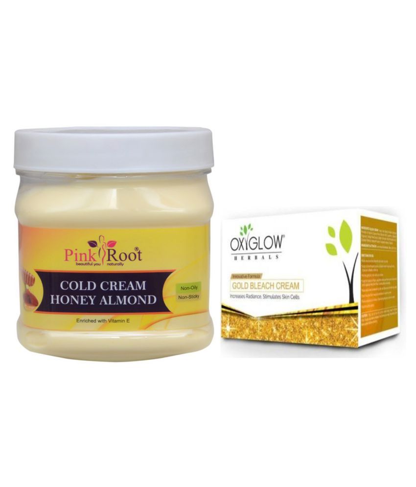 Pink Root Cold Cream Honey Almond 500gm With Oxyglow Gold Bleach Day