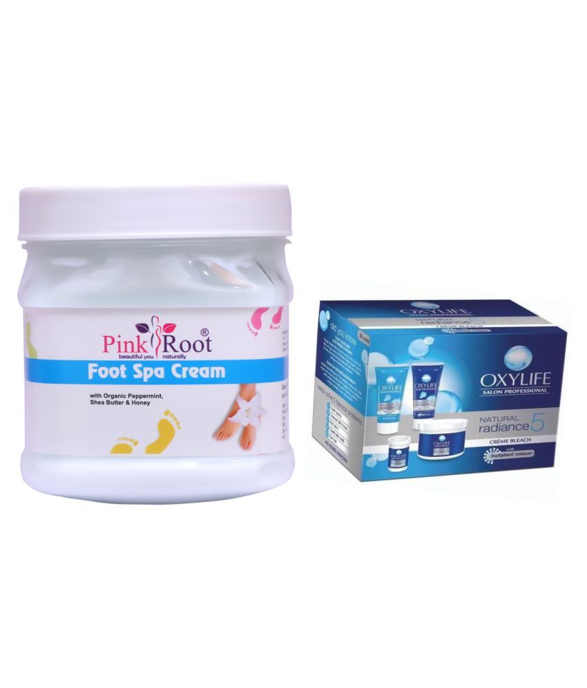 Pink Root Foot Spa Cream 500gm with Oxylife Radiance 5 Bleach Day Cream ...