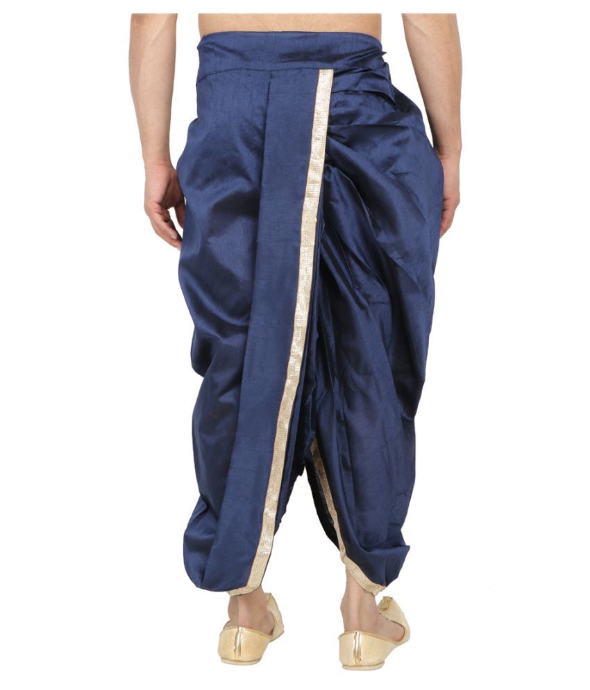 blue shirt and dhoti