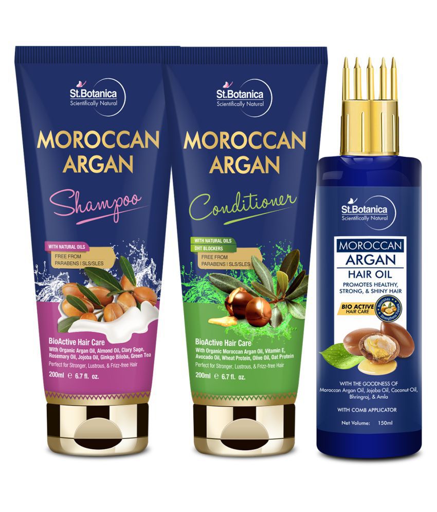 StBotanica Moroccan Argan Hair Oil + Shampoo + Conditioner 550 mL: Buy  StBotanica Moroccan Argan Hair Oil + Shampoo + Conditioner 550 mL at Best  Prices in India - Snapdeal