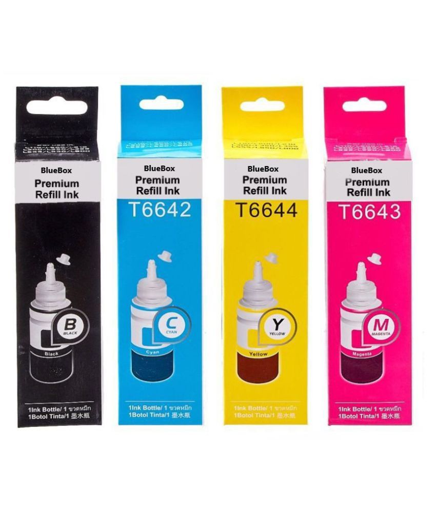 BlueBox For Epson 664 L220 Multicolor Pack of 4 Ink bottle for Refill