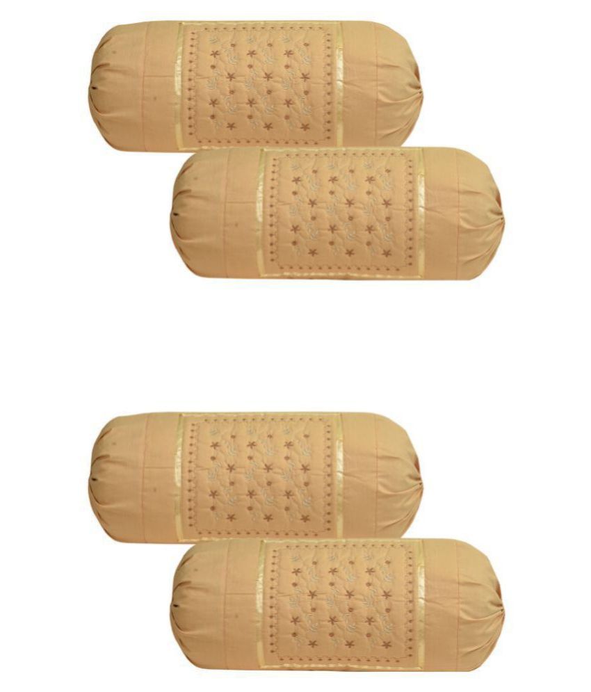 MAHALUXMI COLLECTION Pack of 4 Beige Bolster Cover Size 16 In X 35 In