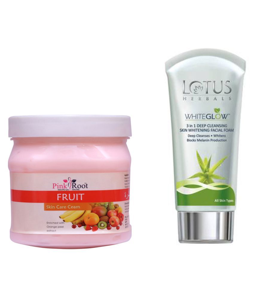 Pink Root Fruit Cream 500gm with Lotus Skin Whitening Face Wash 100 mL