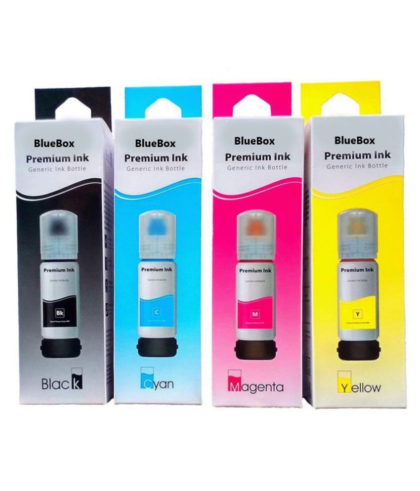 Bluebox Ink For Epson L1110 Multicolor Pack Of 4 Ink Bottle For Refill Ink Epson L3110l3100 5182