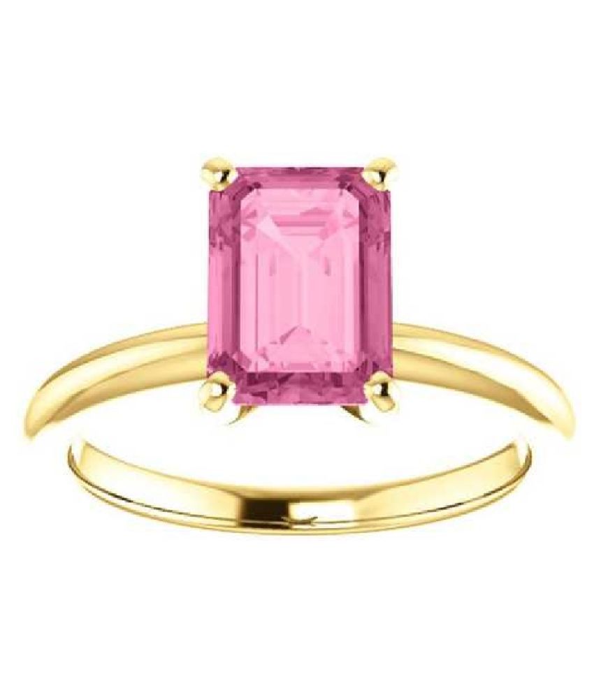 Natural PINK SAPPHIRE Stone 8.5 Ratti 100 % Certified GOLD PLATED RING ...
