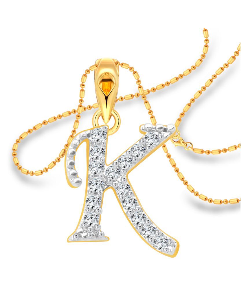 Vighnaharta Khushi K Letter CZ Gold and Rhodium Plated Alloy Pendant ...