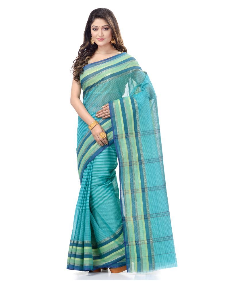     			Desh Bidesh - Green Cotton Saree Without Blouse Piece (Pack of 1)