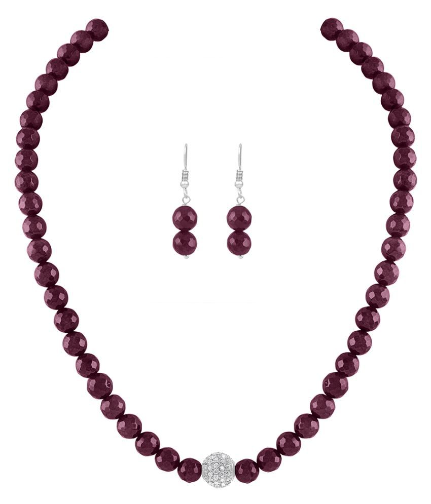     			JFL - Jewellery For Less Plastic Maroon Princess Contemporary/Fashion None Necklaces Set