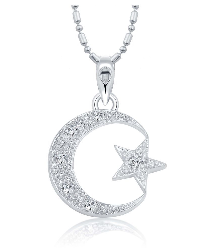     			Vighnaharta Moon & Star CZ Gold and Rhodium Plated Alloy Pendant for Women and Girls -[VFJ1289PR]