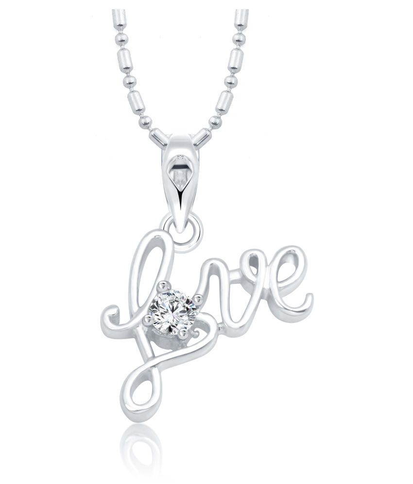     			Vighnaharta Valentine Gift Love Sign CZ Rhodium Plated Alloy Pendant for Women and Girls -[VFJ1290PR]