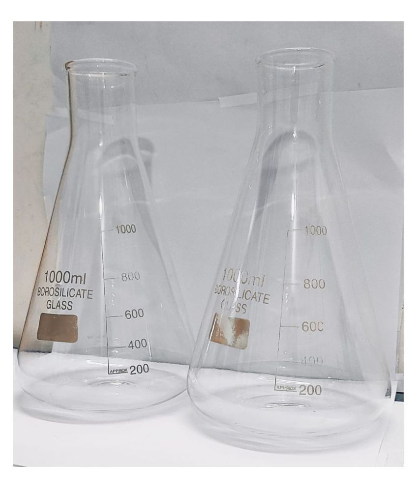     			Borosilicate Glass Narrow Mouth Conical Flask 1000ml  (pack of 2pcs )