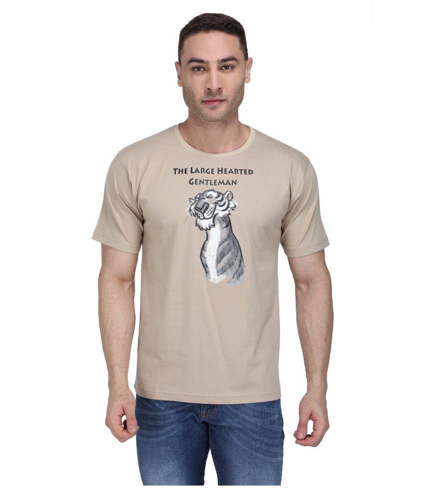     			Neo Garments Cotton Beige Printed T-Shirt