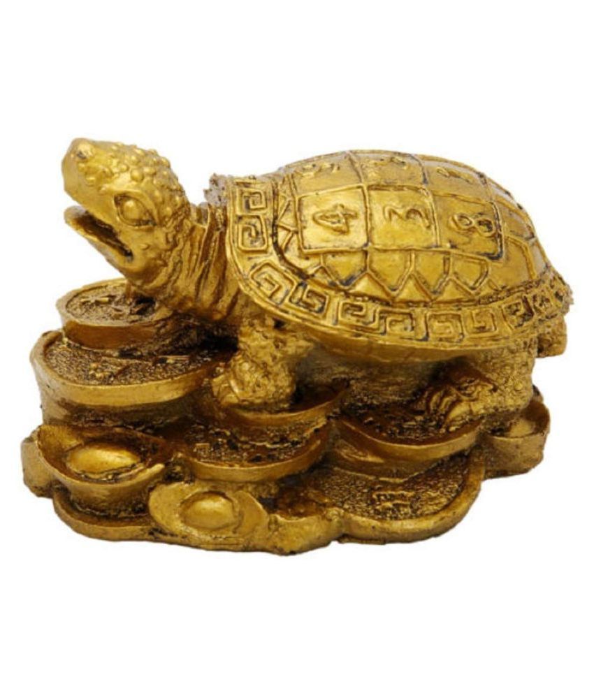     			Feng Shui Kachua On Coins for Wealth Coin & Good Fortune with Wealth Coins | for Protection, Good Luck, Wealth and Longevity Decorative Showpiece (Polyresin) (7 Cms)