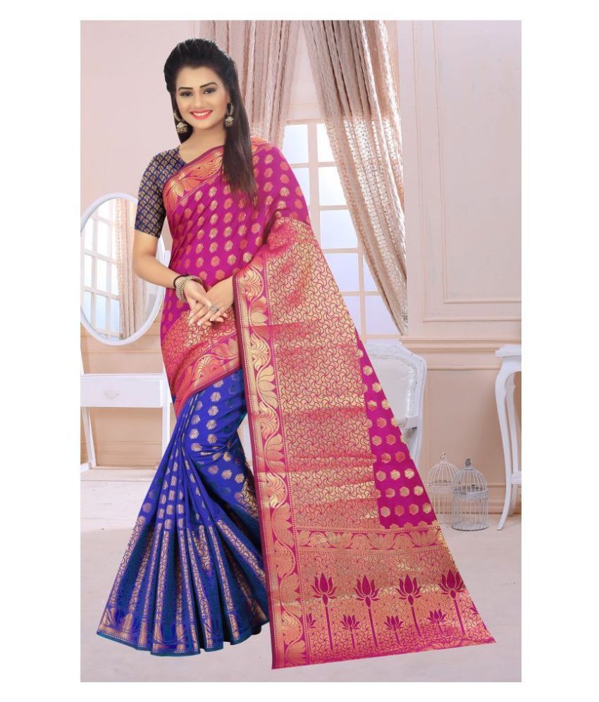     			Gazal Fashions - Multicolor Banarasi Silk Saree With Blouse Piece (Pack of 1)