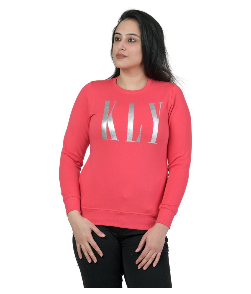     			Kaily Cotton - Fleece Pink Non Hooded Sweatshirt